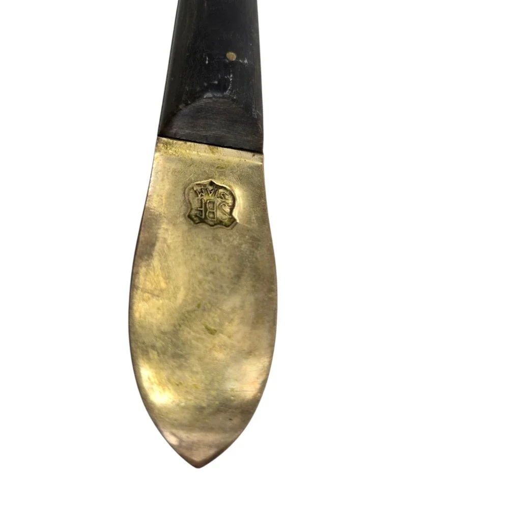 SBF Siam 2 Piece Salad‎ Serving Utensil Set Brass Fork Spoon Horn Handle 11